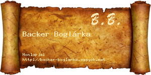 Backer Boglárka névjegykártya